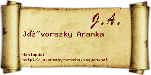 Jávorszky Aranka névjegykártya