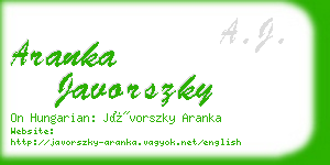 aranka javorszky business card